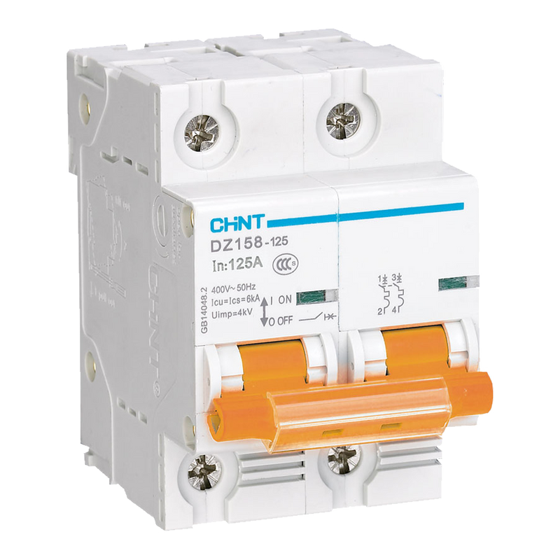Chint Miniature Circuit Breaker (MCB) - 16A 2P, D-Curve, 6kA, 415V (Orange Toggle)