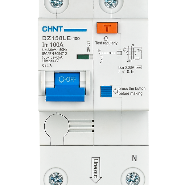 CHINT 6kA 1P+N 80A Earth Leakage 100mA OL Protection