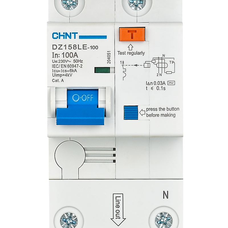 CHINT 6kA 1P+N 80A Earth Leakage 100mA OL Protection