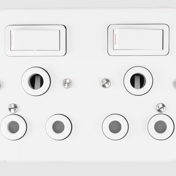 Crabtree Classic Industrial Double SSO - 2×16A RSA, 4×2, White