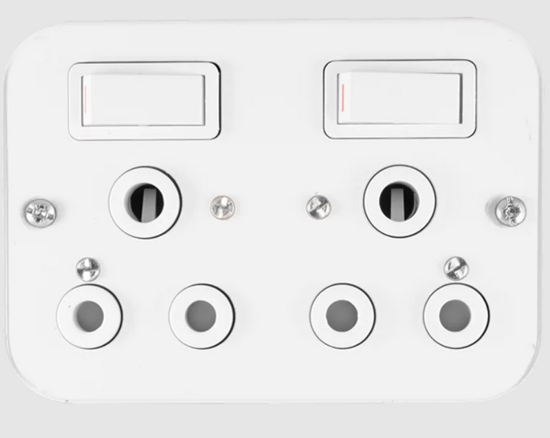 Crabtree Classic Industrial Double SSO - 2×16A RSA, 4×2, White