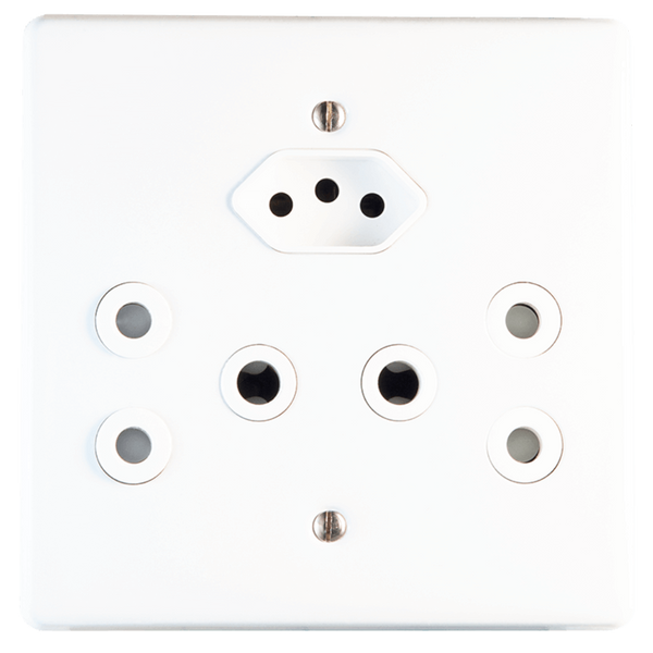 Crabtree Classic Combo UNSSO Cyclops - 2×16A RSA + 1×16A V-Slim, 4×4, Complete with Cover Plate, White