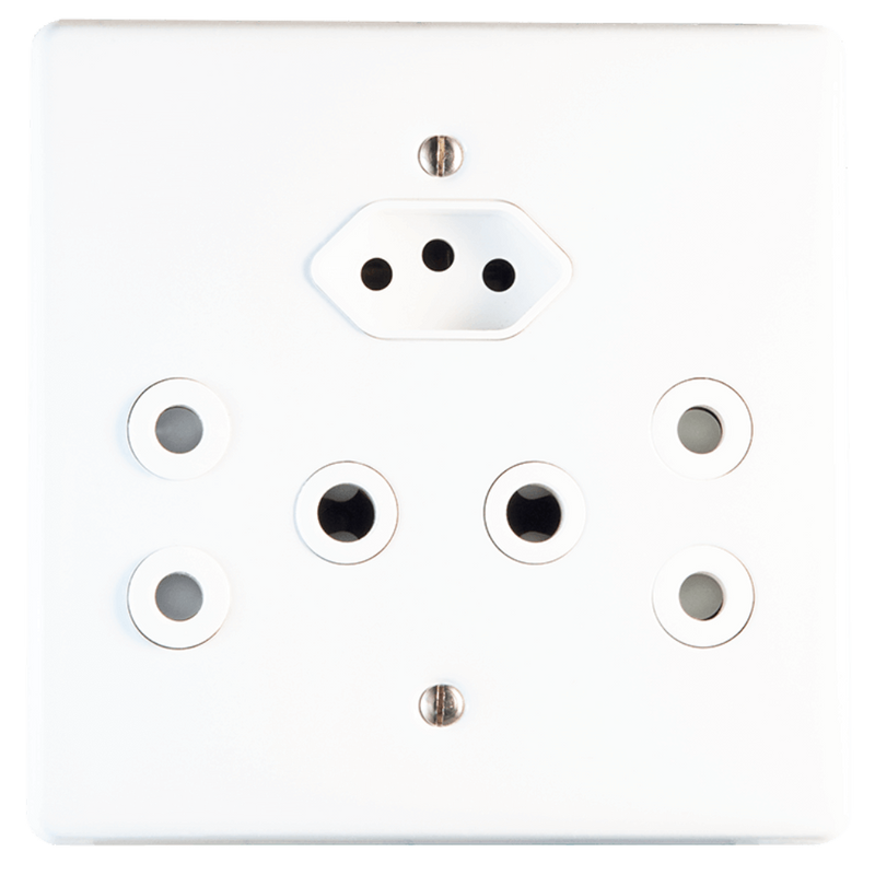 Crabtree Classic Combo UNSSO Cyclops - 2×16A RSA + 1×16A V-Slim, 4×4, Complete with Cover Plate, White