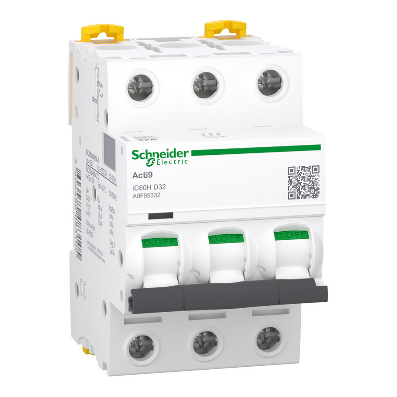 Schneider Acti9 iC60H 3P D-Curve MCB, 32A (15kA)