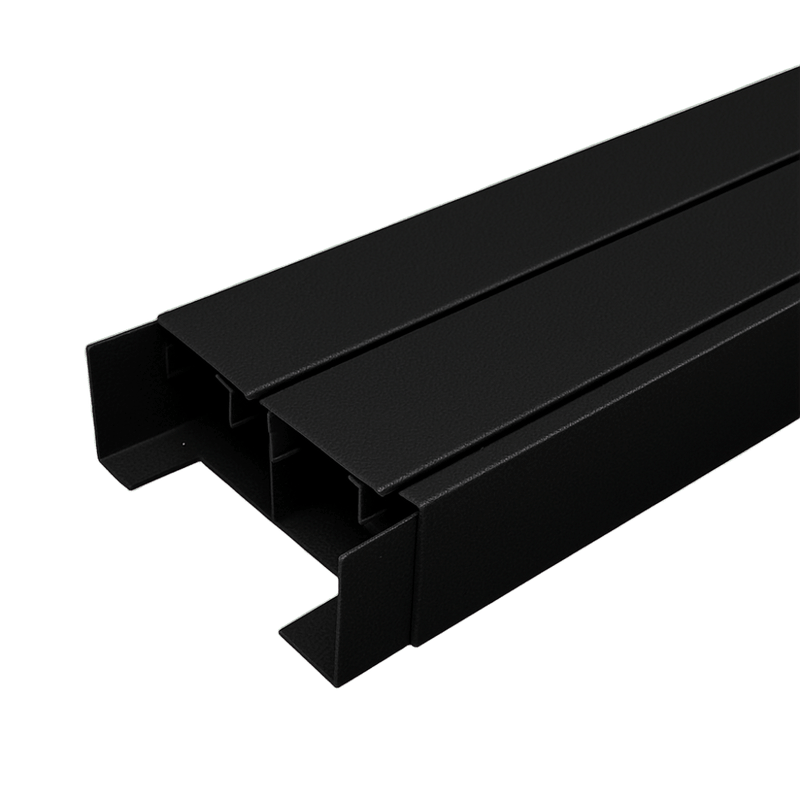 N8/P801 Plinth Skirt - 2 Compartment, Complete with Covers, 3m, Black
