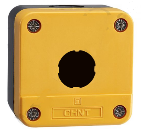Chint Pushbutton Enclosure - 1 Hole, 16×16 mm, Yellow Lid, IP65