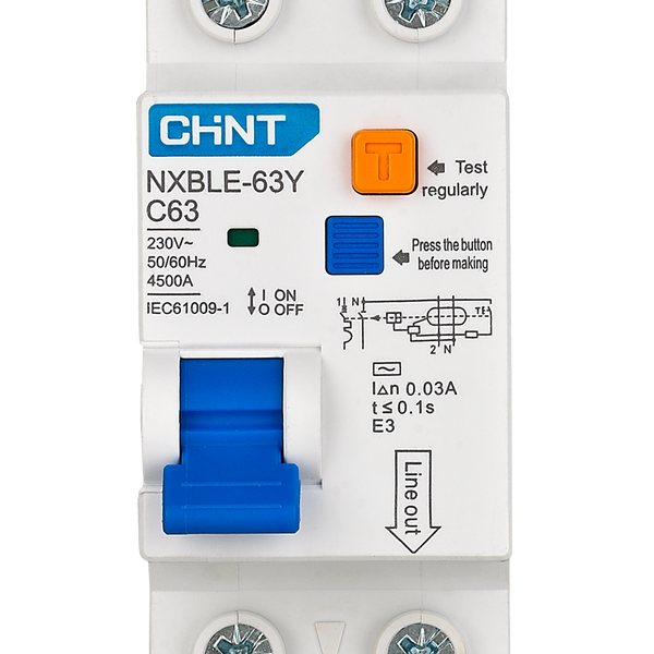 CHINT 4.5kA 1P+N 63A Earth Leakage 30mA