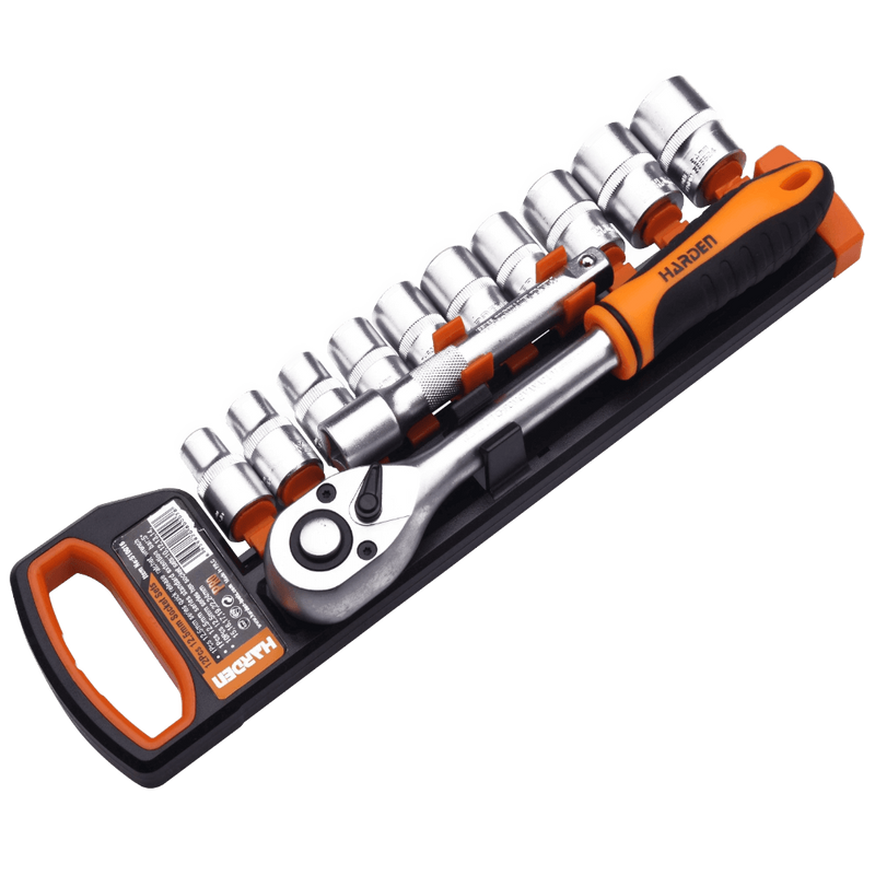 Ruwag Harden 12‑Piece ½″ Hex Socket Set - 12.5 mm Drive (Wrench, Extension Bar & 10-24 mm Sockets)