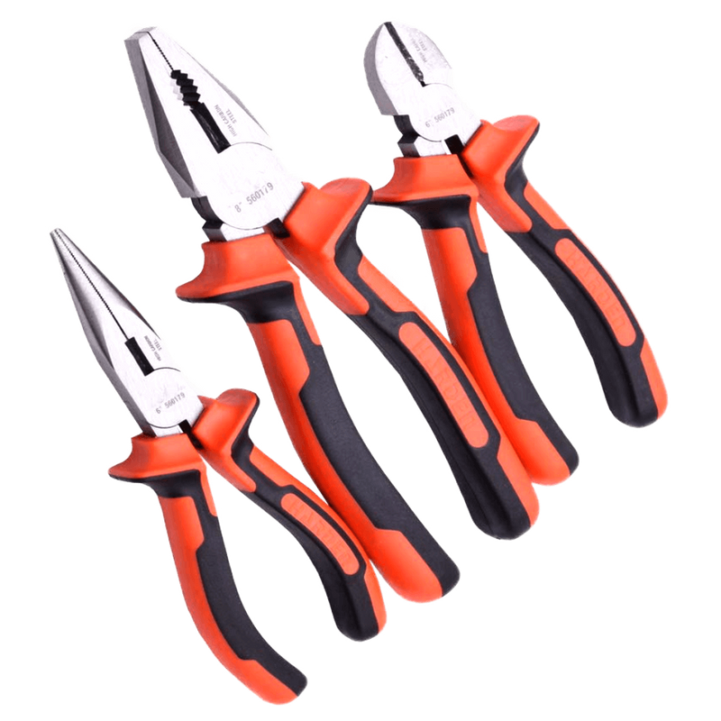 Ruwag Harden 3‑Piece Classic Pliers Set (6″ Long-Nose + 6″ Diagonal Cut + 8″ Combination Pliers)